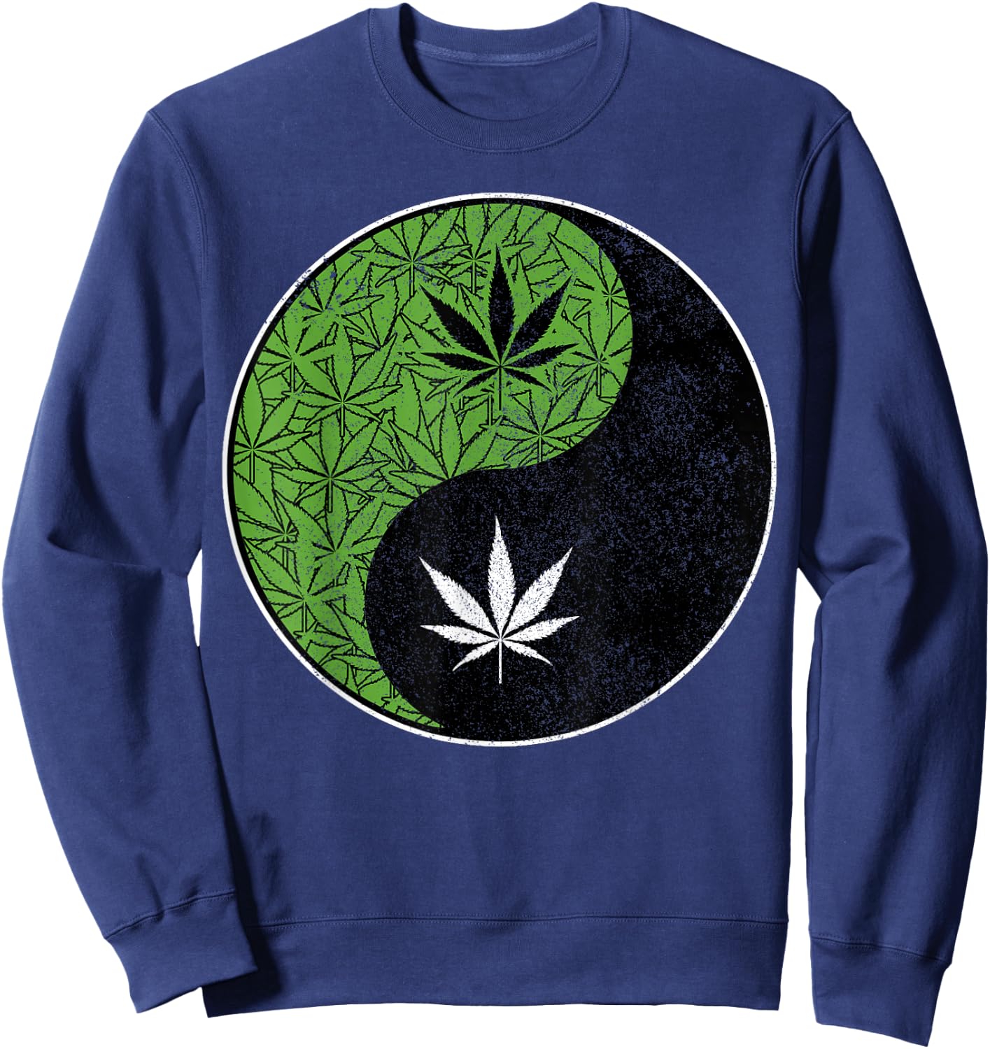 Weed Yin Yang Cannabis Leaf Pot Spiritual Stoner 420 Gift Sweatshirt - Sweatshirt | Navy