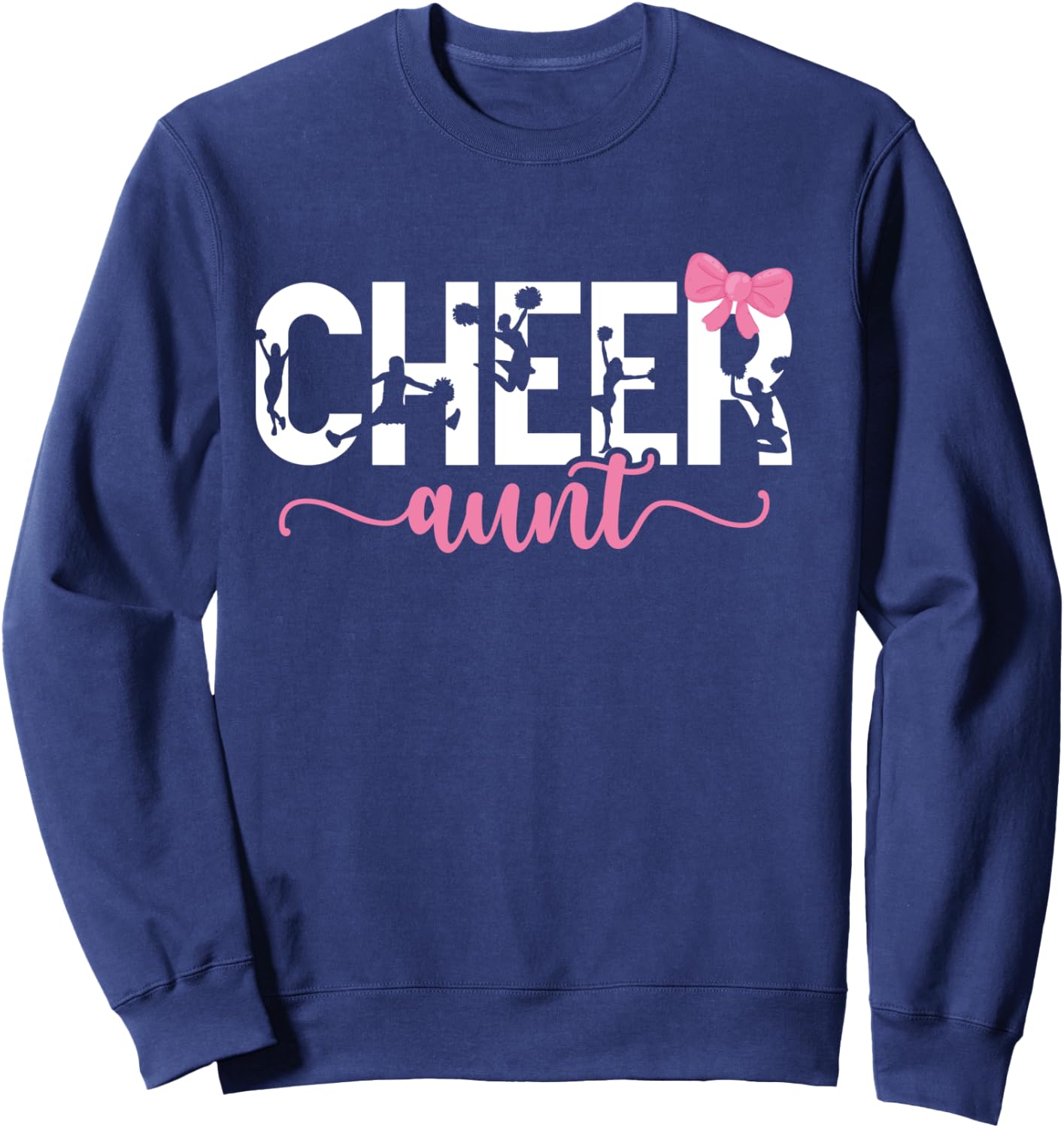 Cheer Aunt Of A Cheerleader Auntie Bow Cheerleading Aunt Sweatshirt - Sweatshirt | Navy