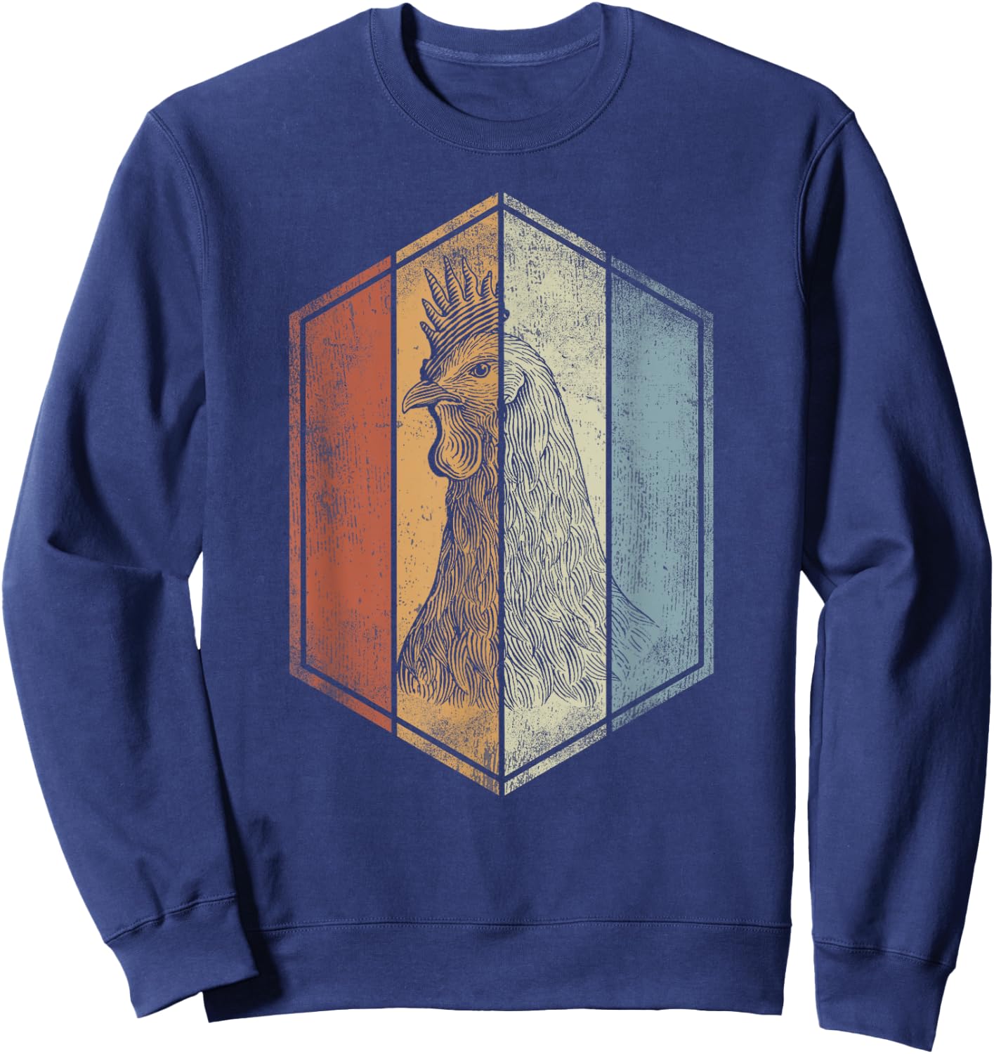 Chicken Retro Vintage Style Chicken Lover Sweatshirt - Sweatshirt | Navy