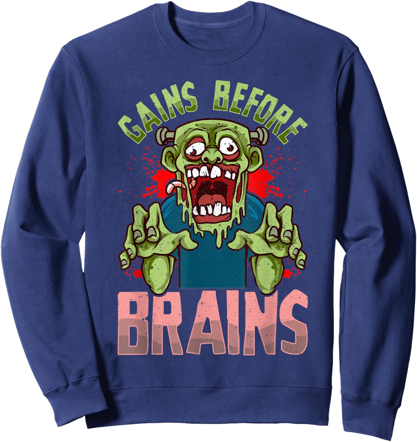 Zombie Apocalypse Funny Workout Gym Halloween Zombie Sweatshirt - Sweatshirt | Navy