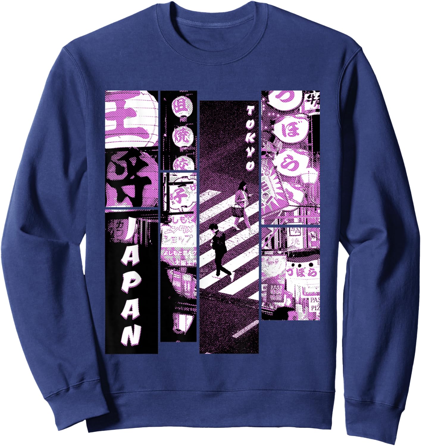 Aesthetic Style Vaporwave Japan 80s 90s Tokyo Osaka street Sweatshirt - Sweatshirt | Navy