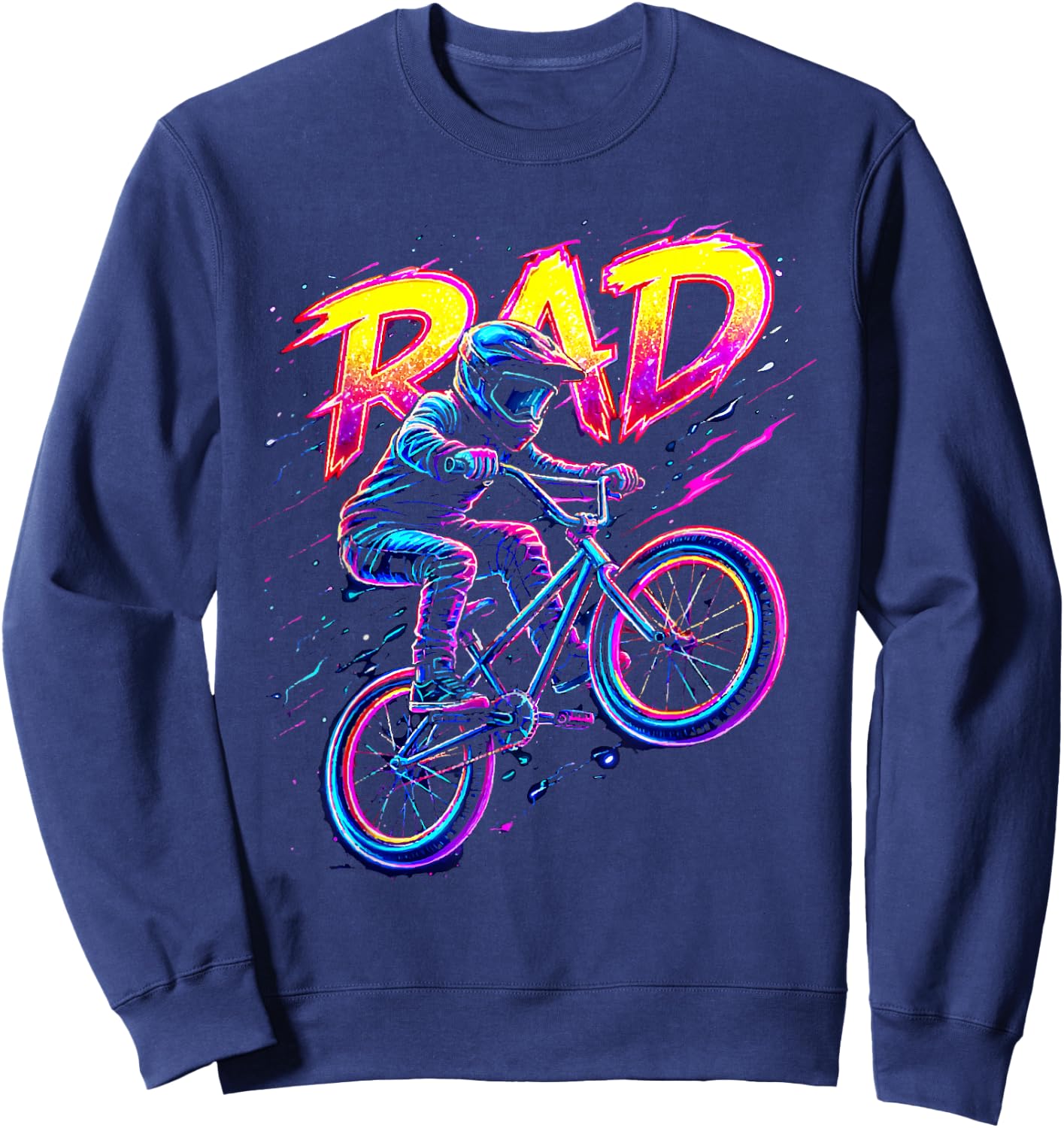 Rad BMX 80s Retro Aesthetic Bicycle Riders Racing Bikers Sweatshirt - Sweatshirt | Navy