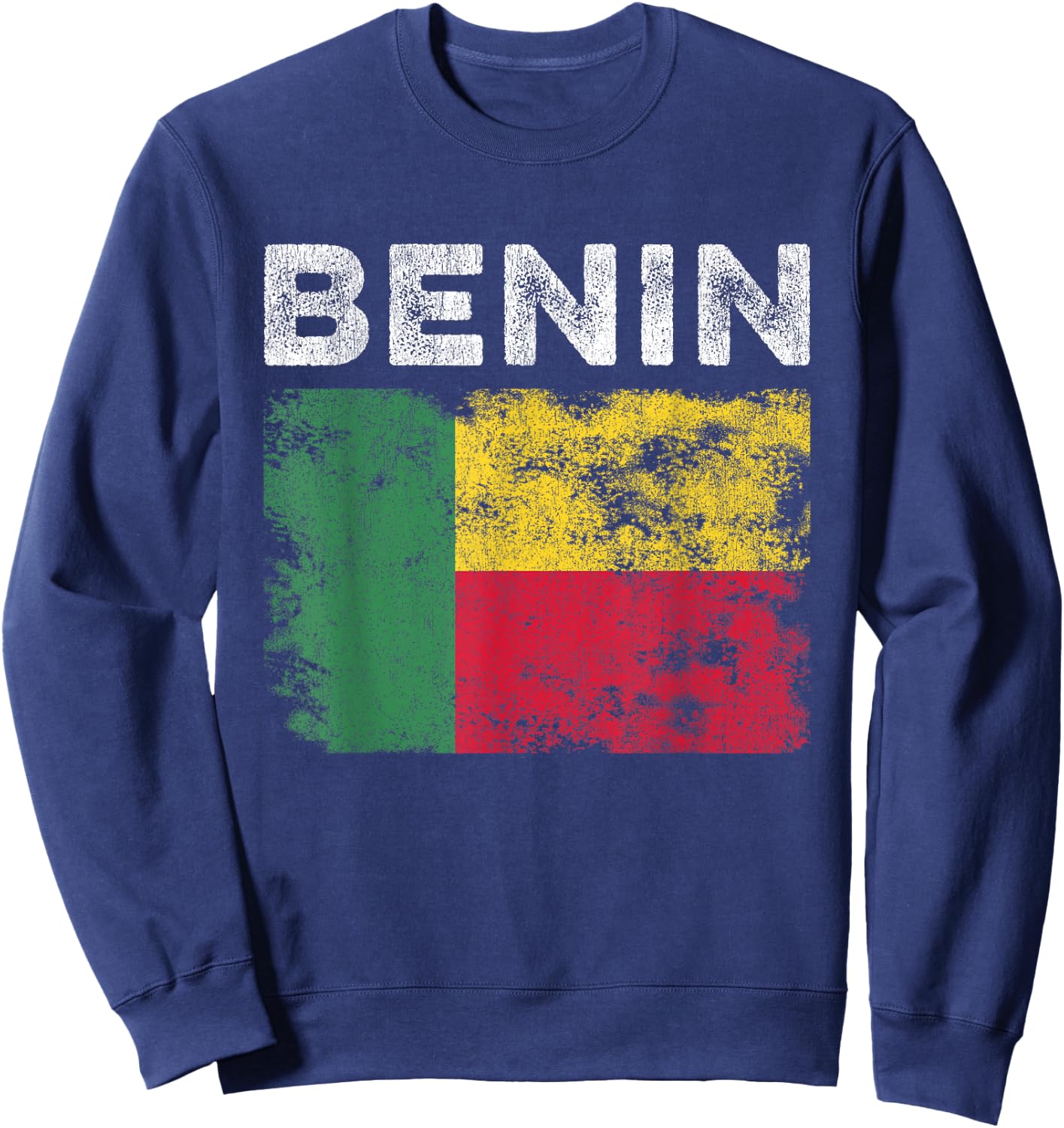 Benin Flag Distressed - Men Women Kids - Beninese Flag Sweatshirt - Sweatshirt | Navy