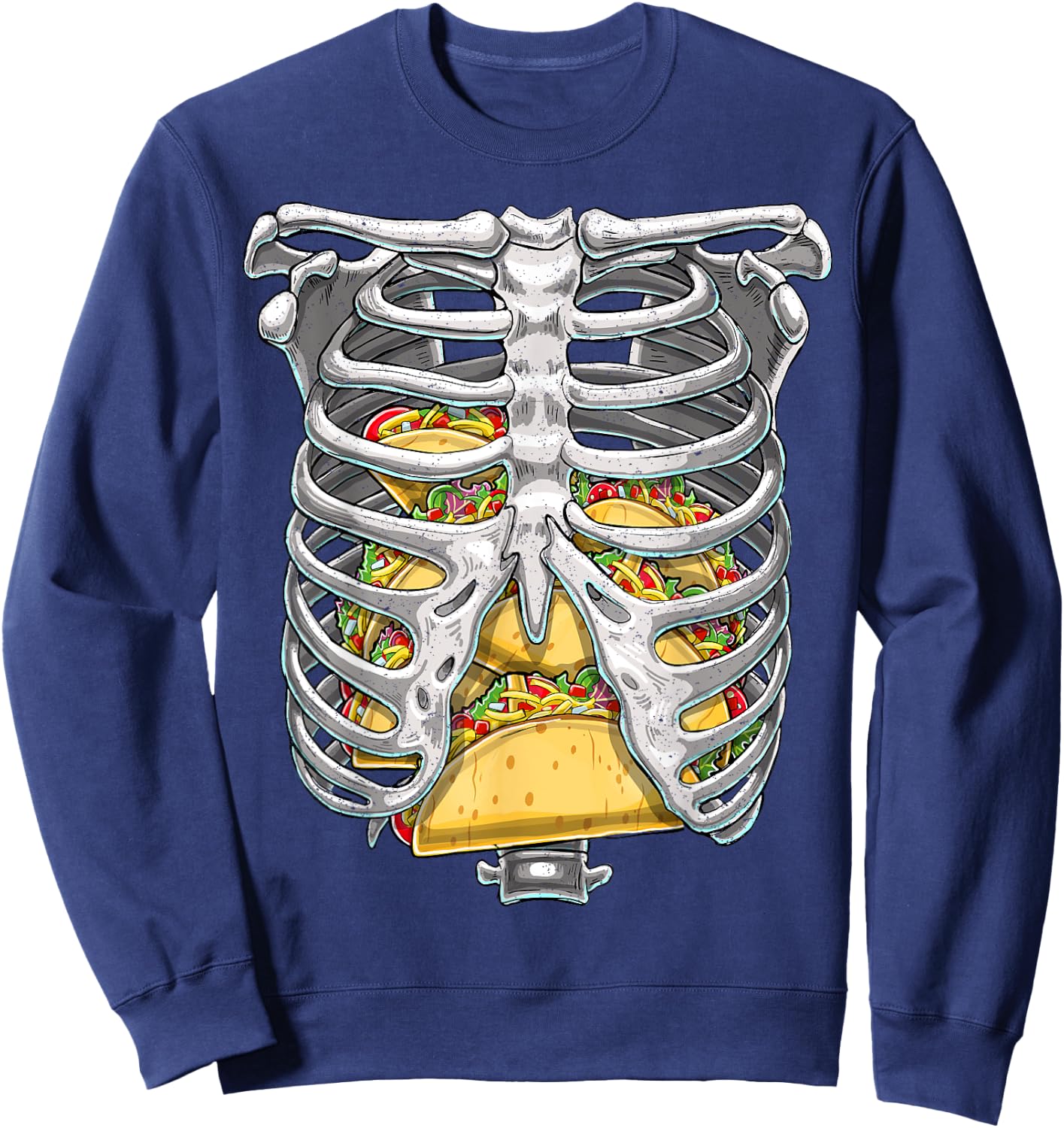 Skeleton Rib Cage T Shirt Halloween Taco Skeleton Costume Sweatshirt - Sweatshirt | Navy