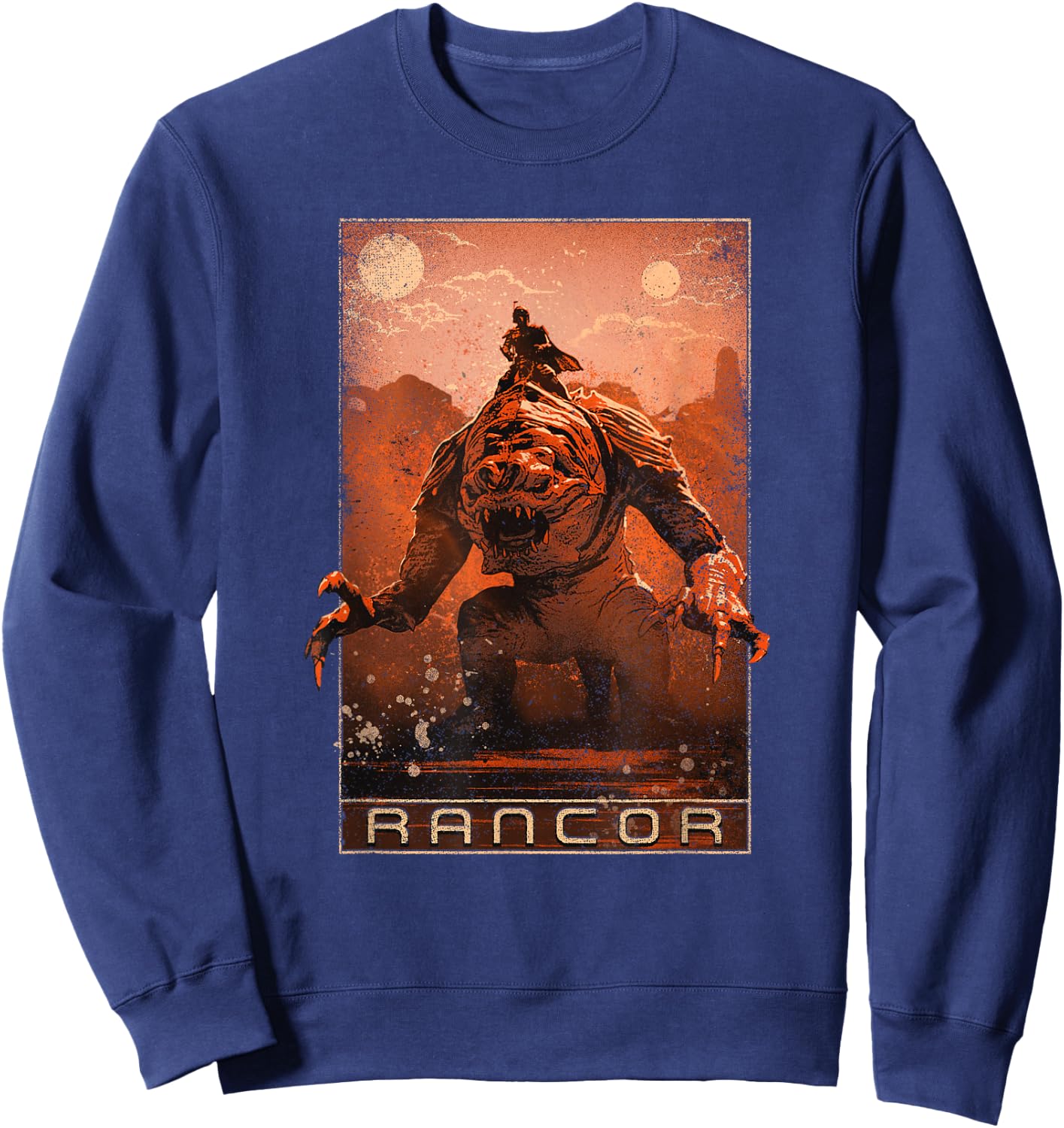 Star Wars The Book Of Boba Fett Riding The Rancor Poster Sweatshirt - Sweatshirt | Navy