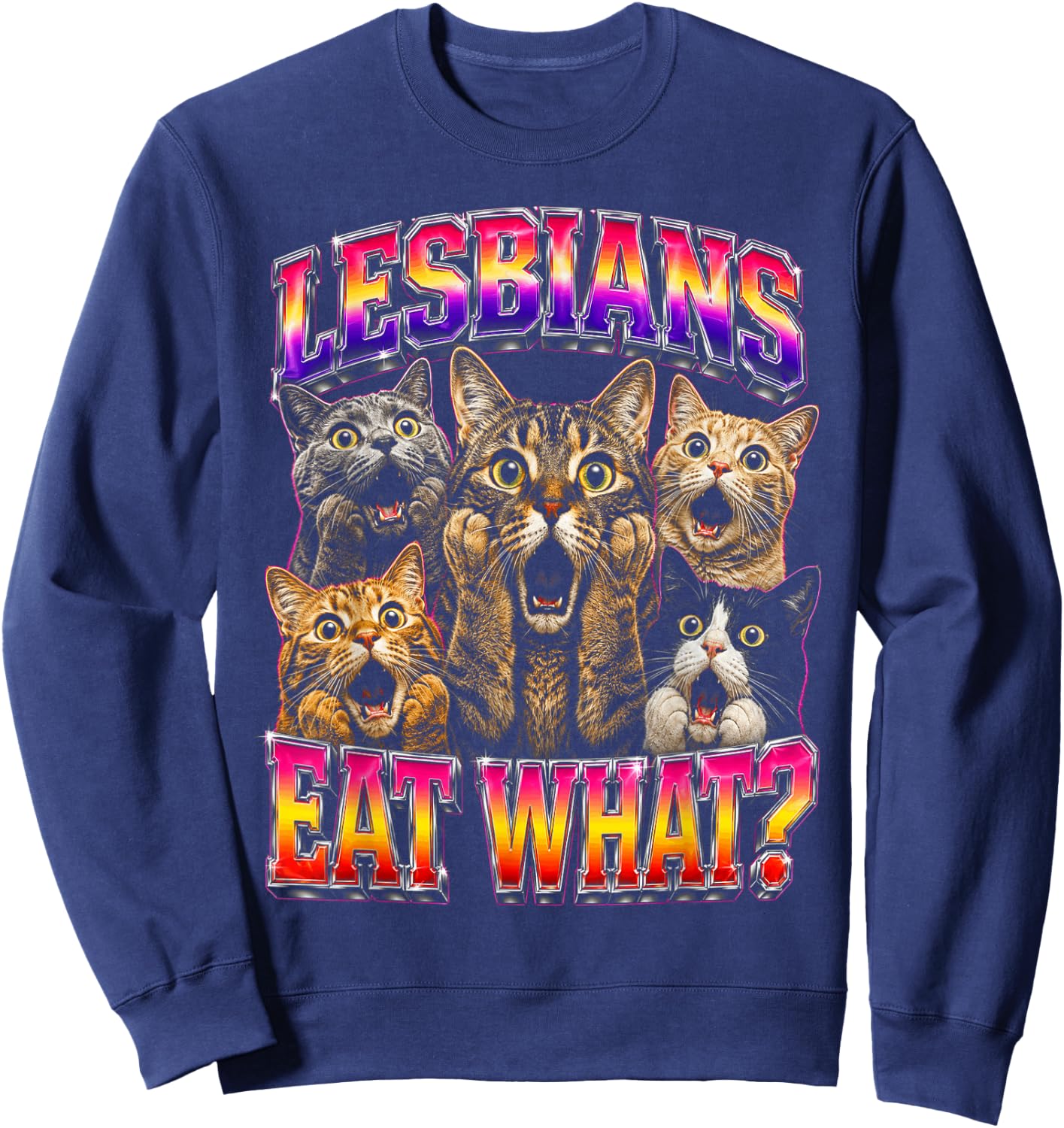 Gay Pride Funny Cats Ally Lesbian LGBT Sweatshirt - Sweatshirt | Navy