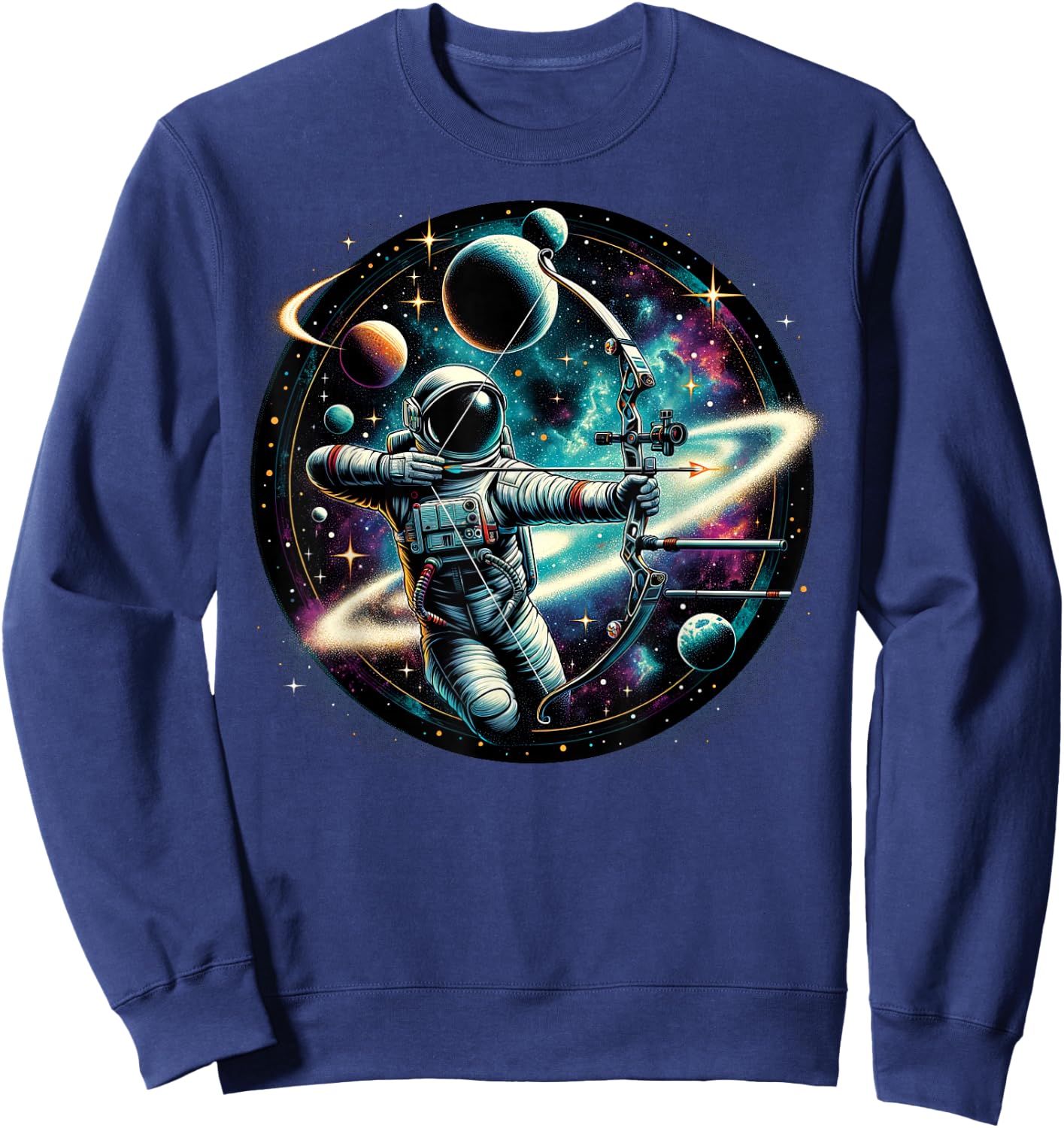 Cool Galaxy Archer Astronaut on Archery Sweatshirt - Sweatshirt | Navy