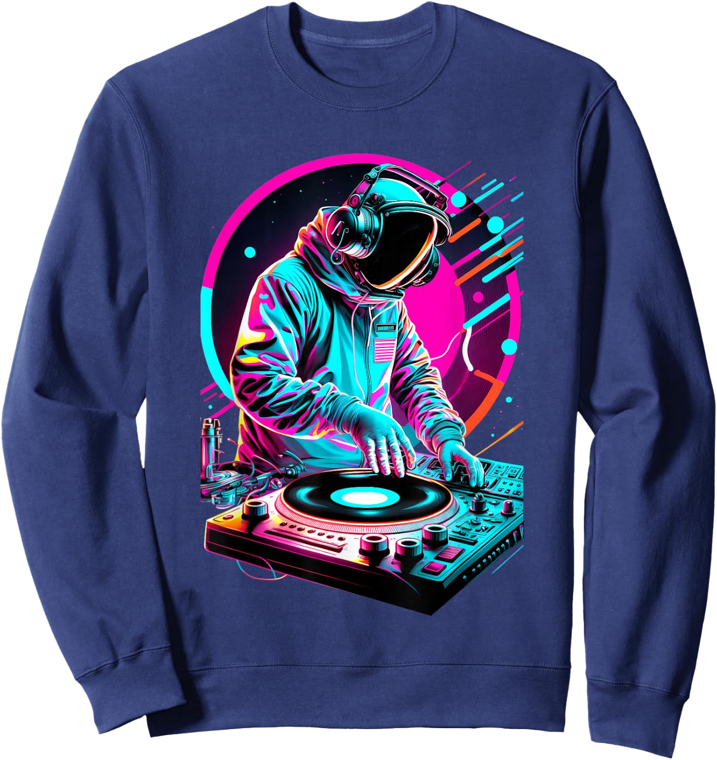 Astronaut DJ, DJing in Space, EDM cool Graphic Sweatshirt - Sweatshirt | Navy