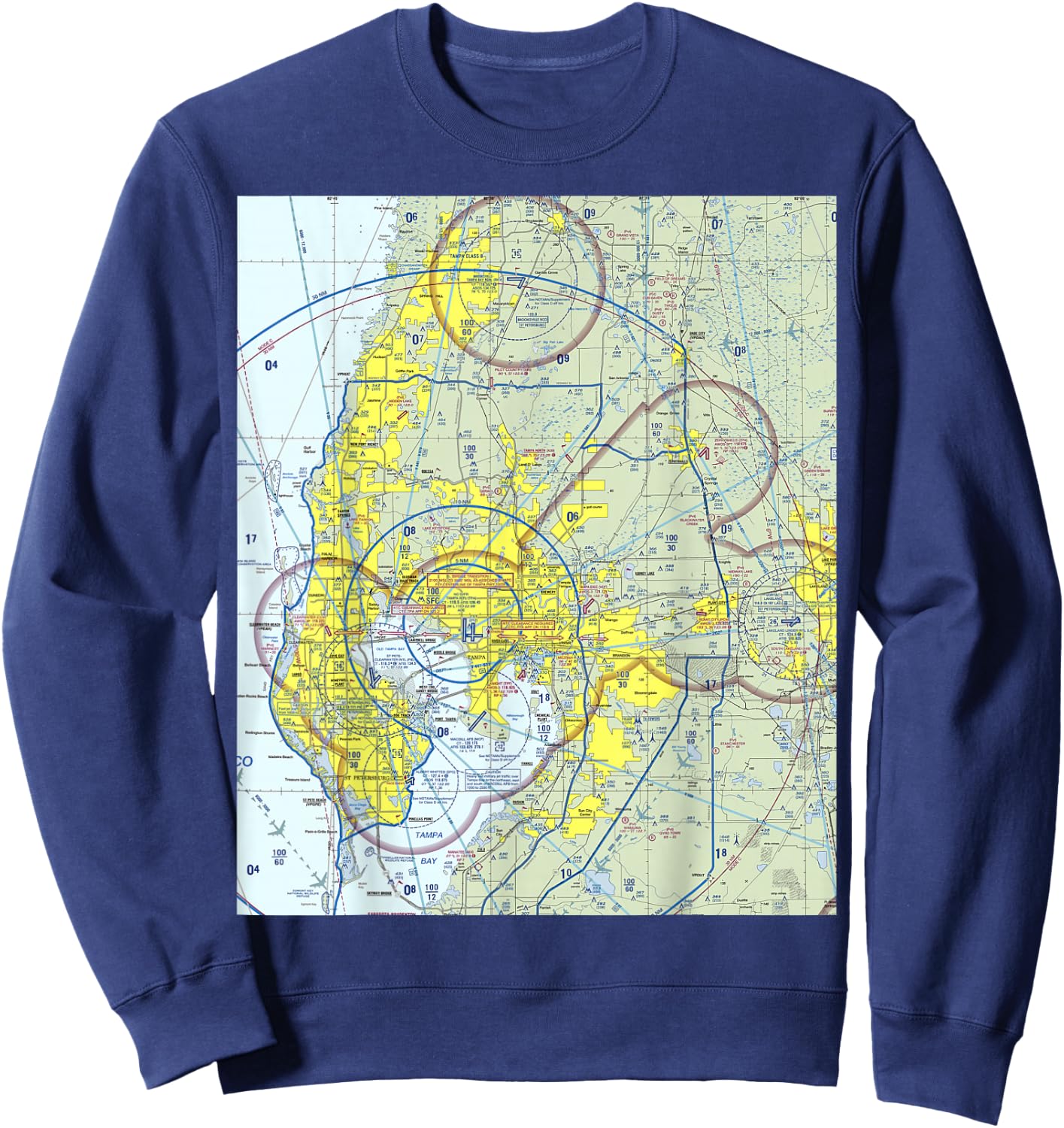 Aeronautical VFR Sectional Chart - Tampa Sweatshirt - Sweatshirt | Navy