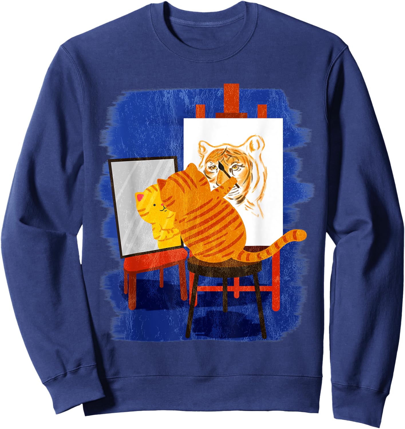 Cute Artistic Cat - Cute Cat Painting Lion Art Sweatshirt - Sweatshirt | Navy