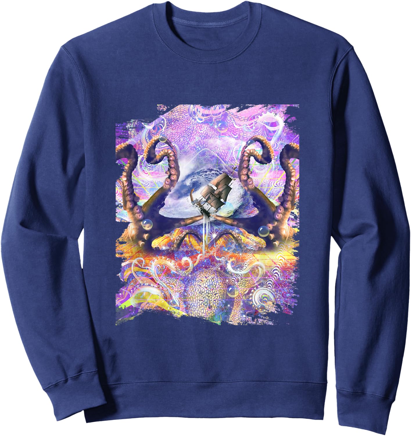 Sea Octopus Monster Trippy Rave Sweatshirt - Sweatshirt | Navy