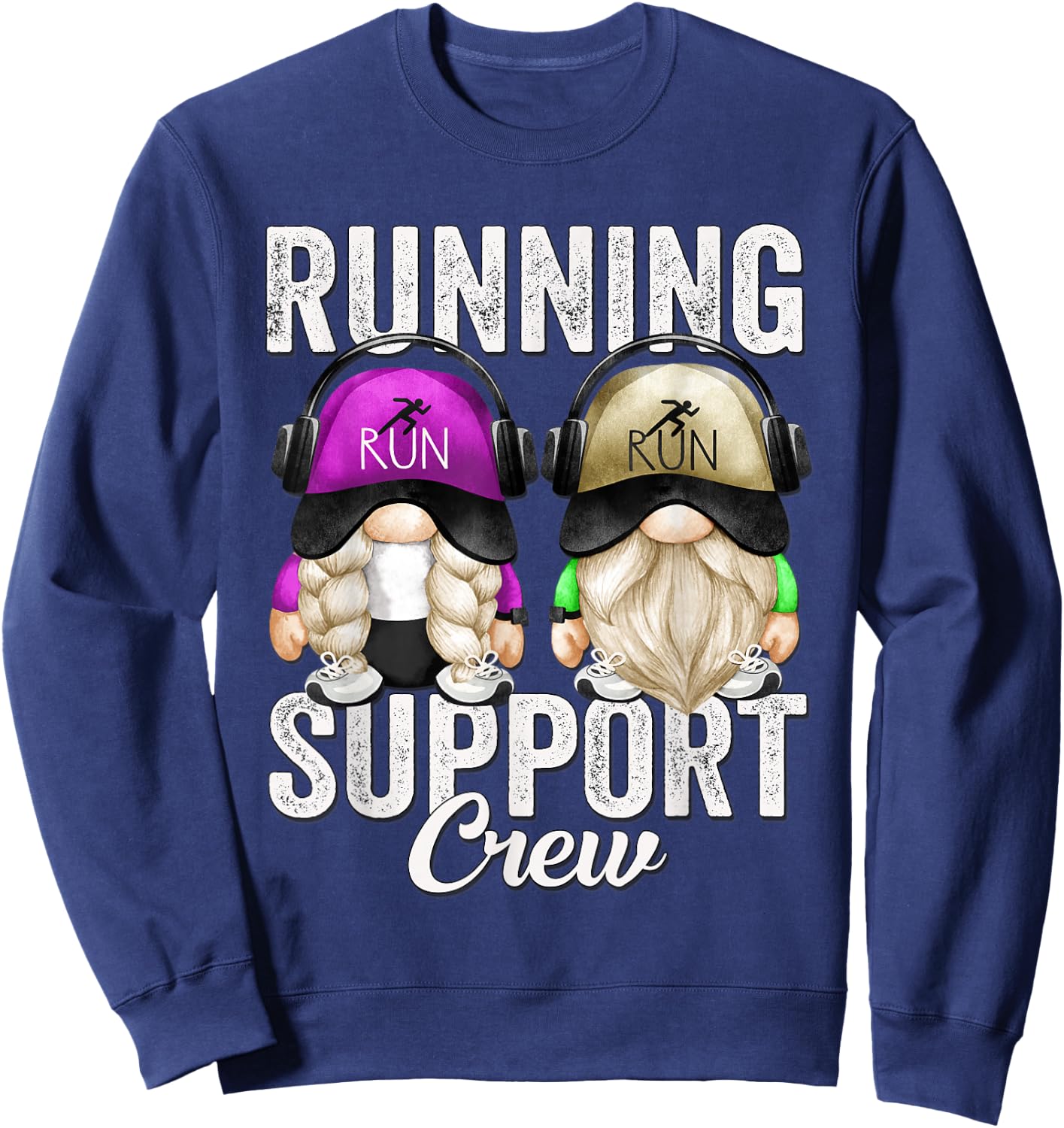 Funny Running Support Crew Gnomies For Half Marathon Runners Sweatshirt - Sweatshirt | Navy