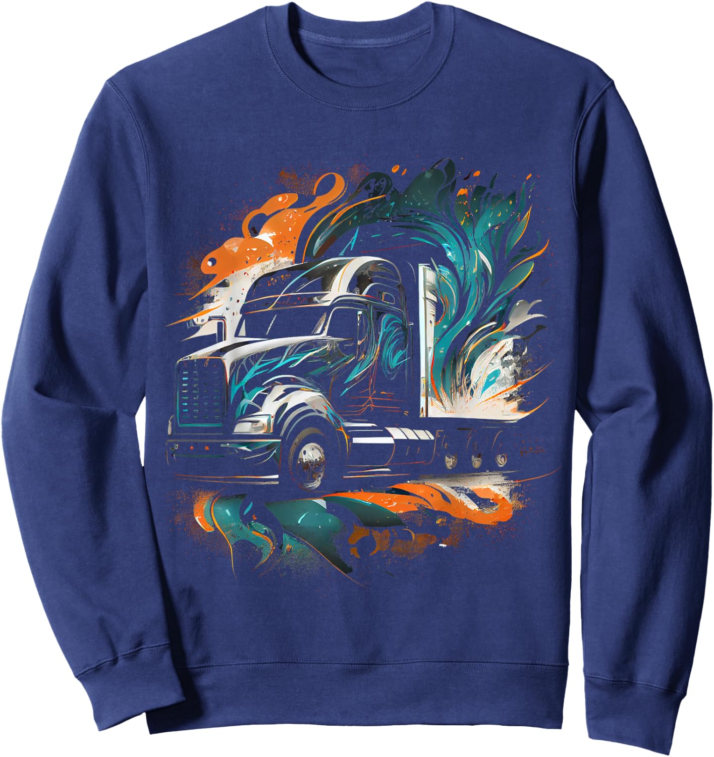 Truck Driver 18 Wheeler Trucker Gift Sweatshirt - Sweatshirt | Navy