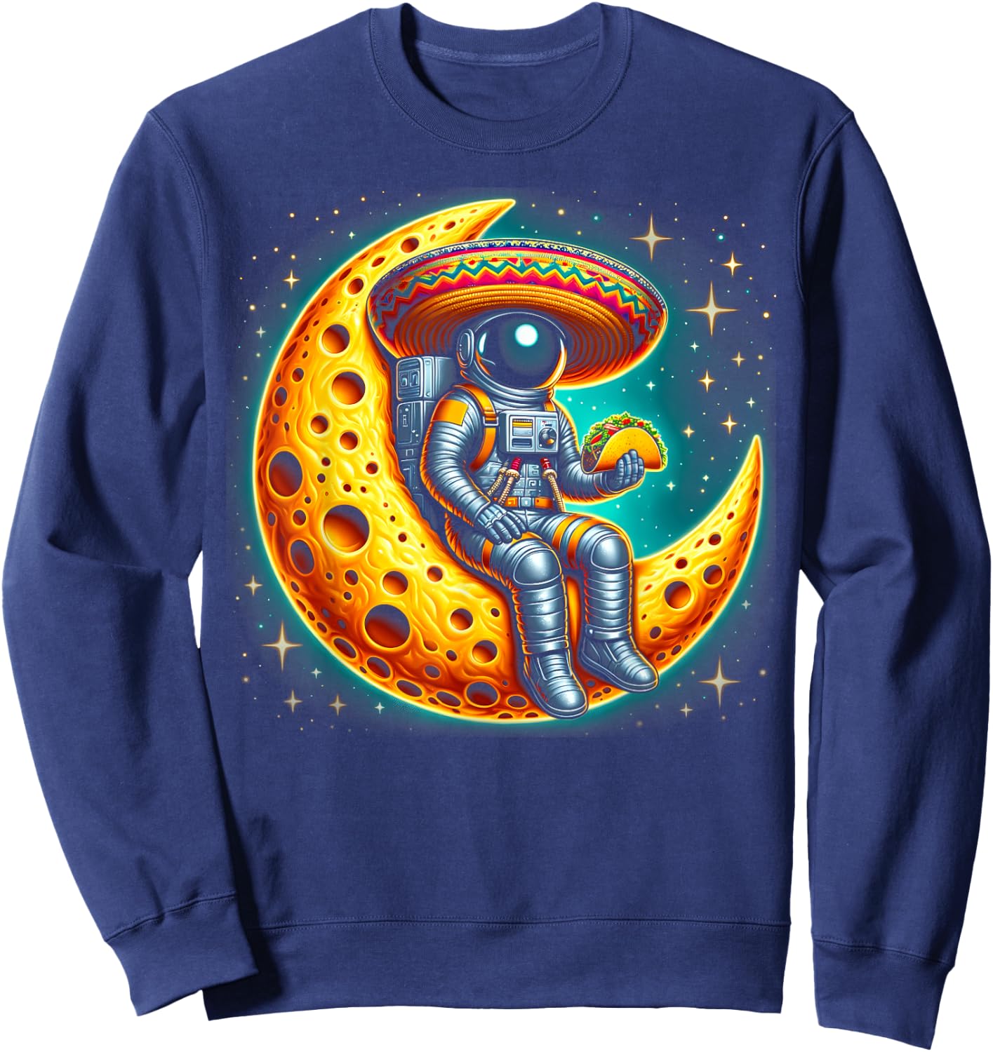 Cinco De Mayo Astronaut Space Mexico Sombrero Taco Moon Sweatshirt - Sweatshirt | Navy