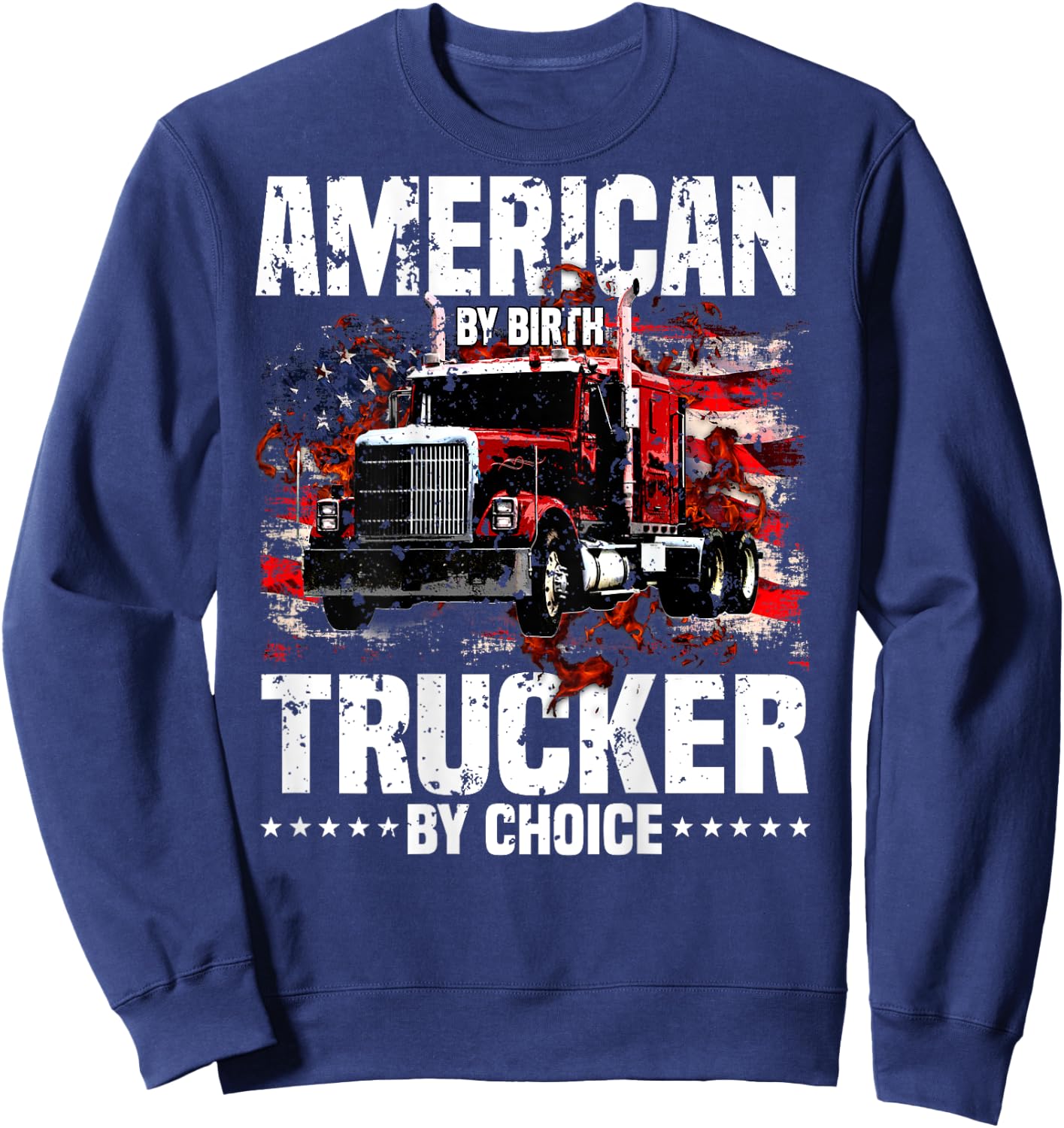 Trucker Gifts Truck Driver Design On Back Of Clothing Sweatshirt - Sweatshirt | Navy