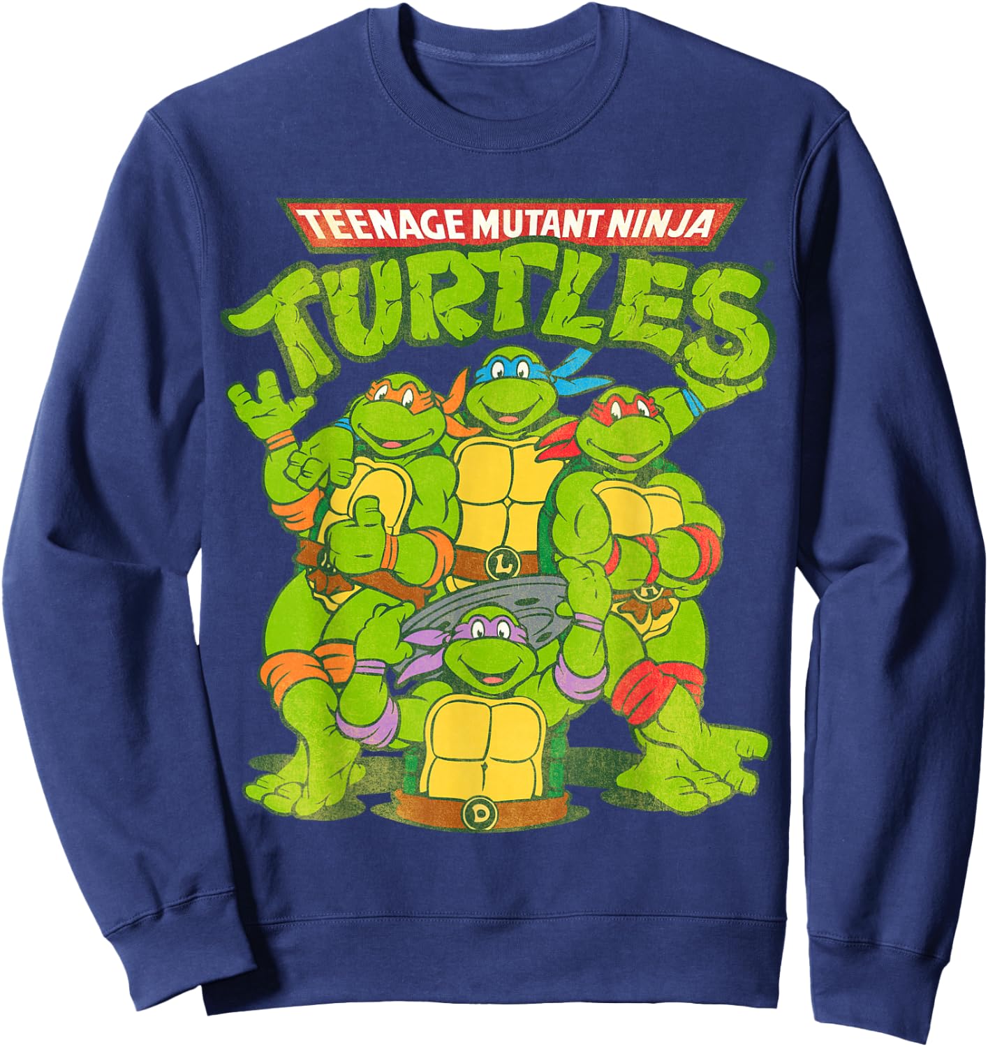 TMNT Classic Logo With All Ninja Turtles Sweatshirt - Sweatshirt | Navy