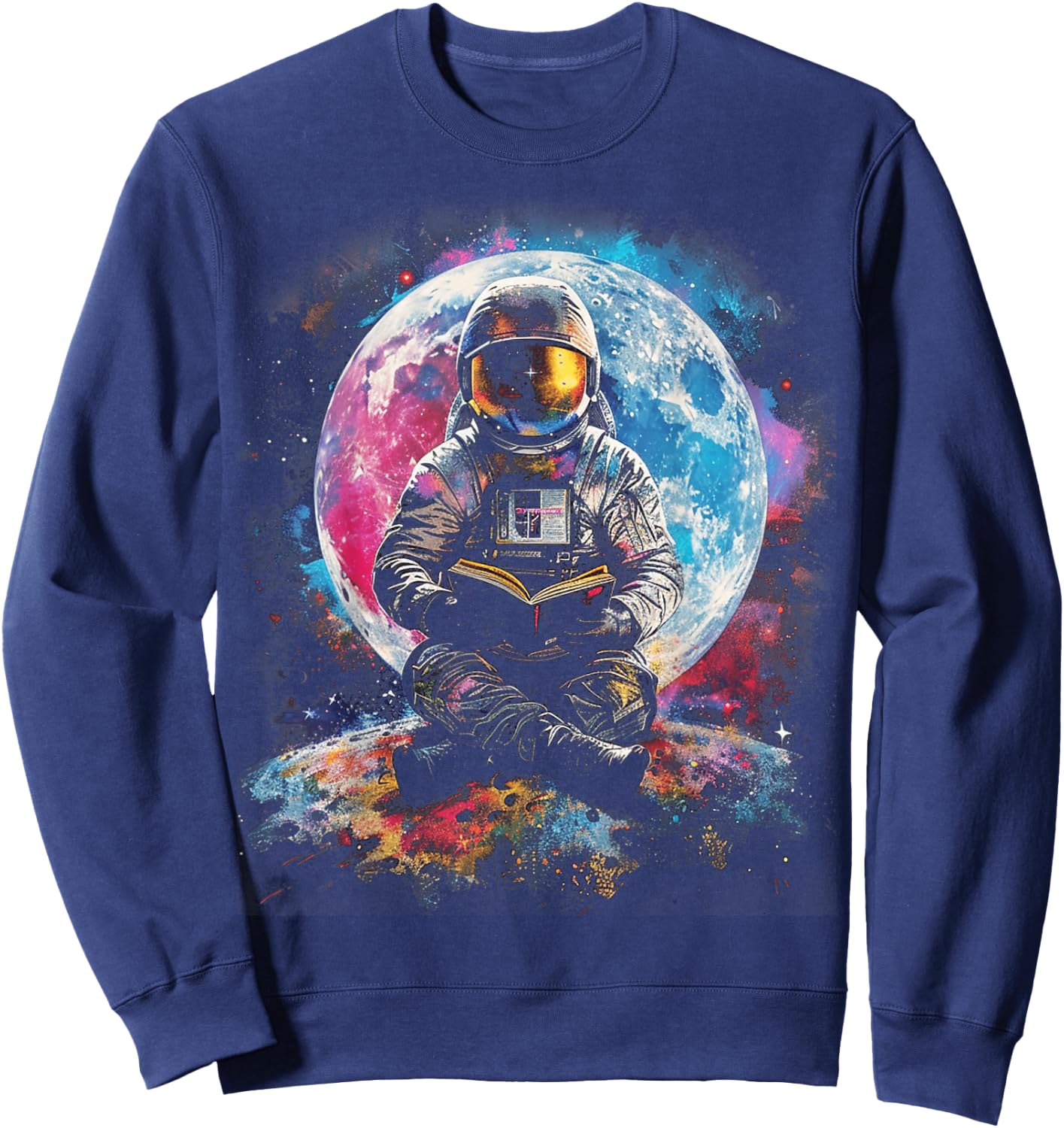 Book Lovers Cool Astronaut Reading Books In Space Kids Sweatshirt - Sweatshirt | Navy