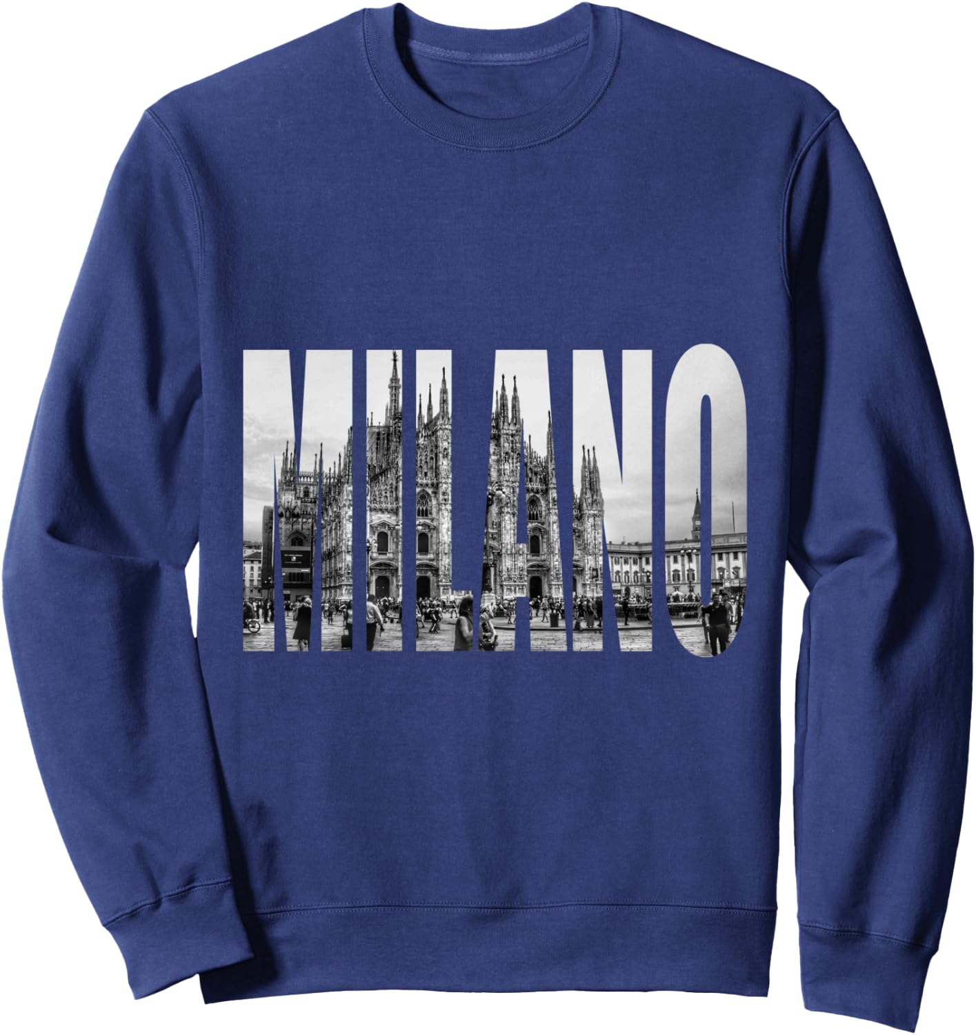 Milano Duomo Black and White Logo Image Sweatshirt - Sweatshirt | Navy