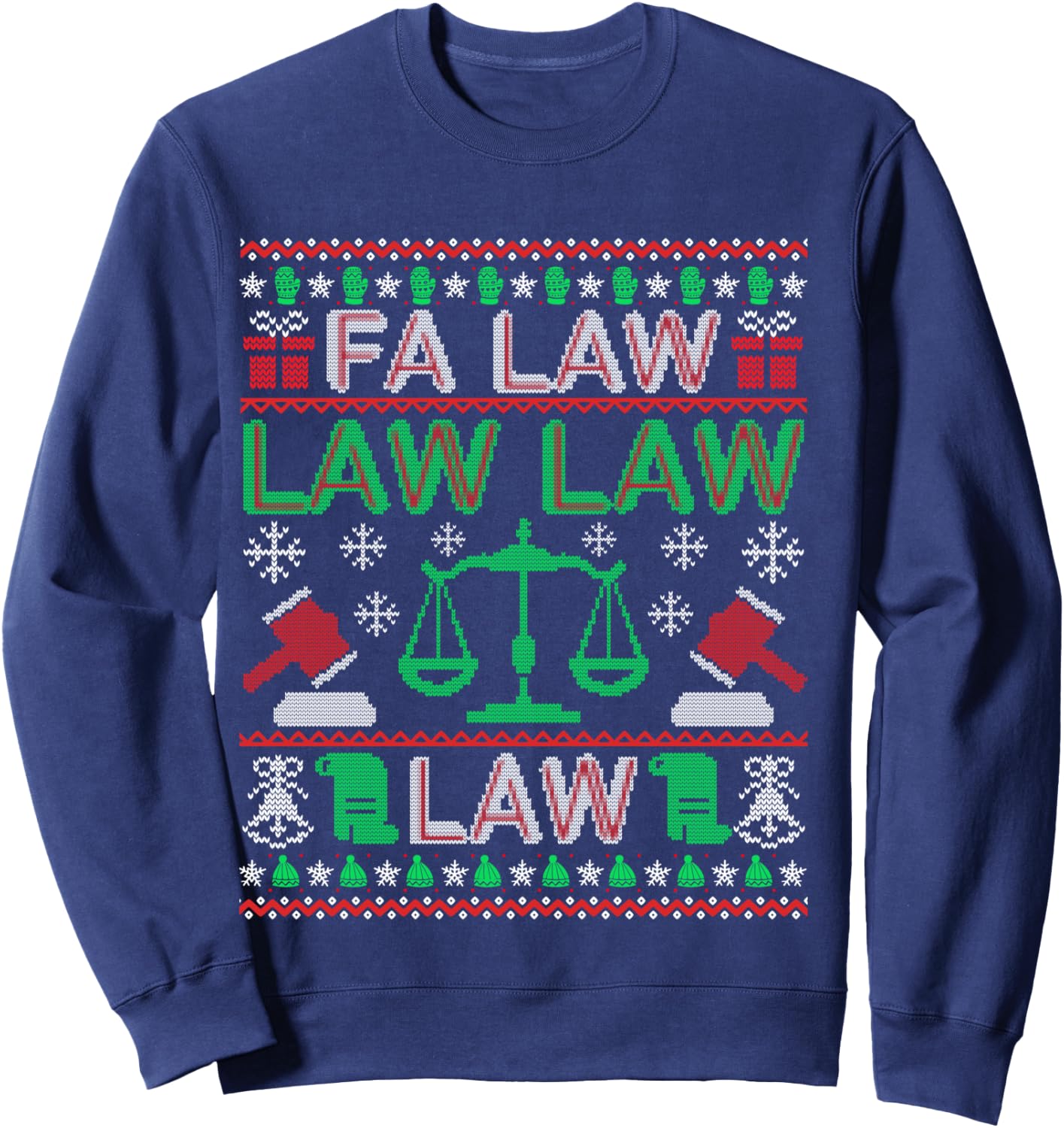Fa Law Law Vintage Lawyer Ugly Christmas Sweater Funny Gift Sweatshirt - Sweatshirt | Navy