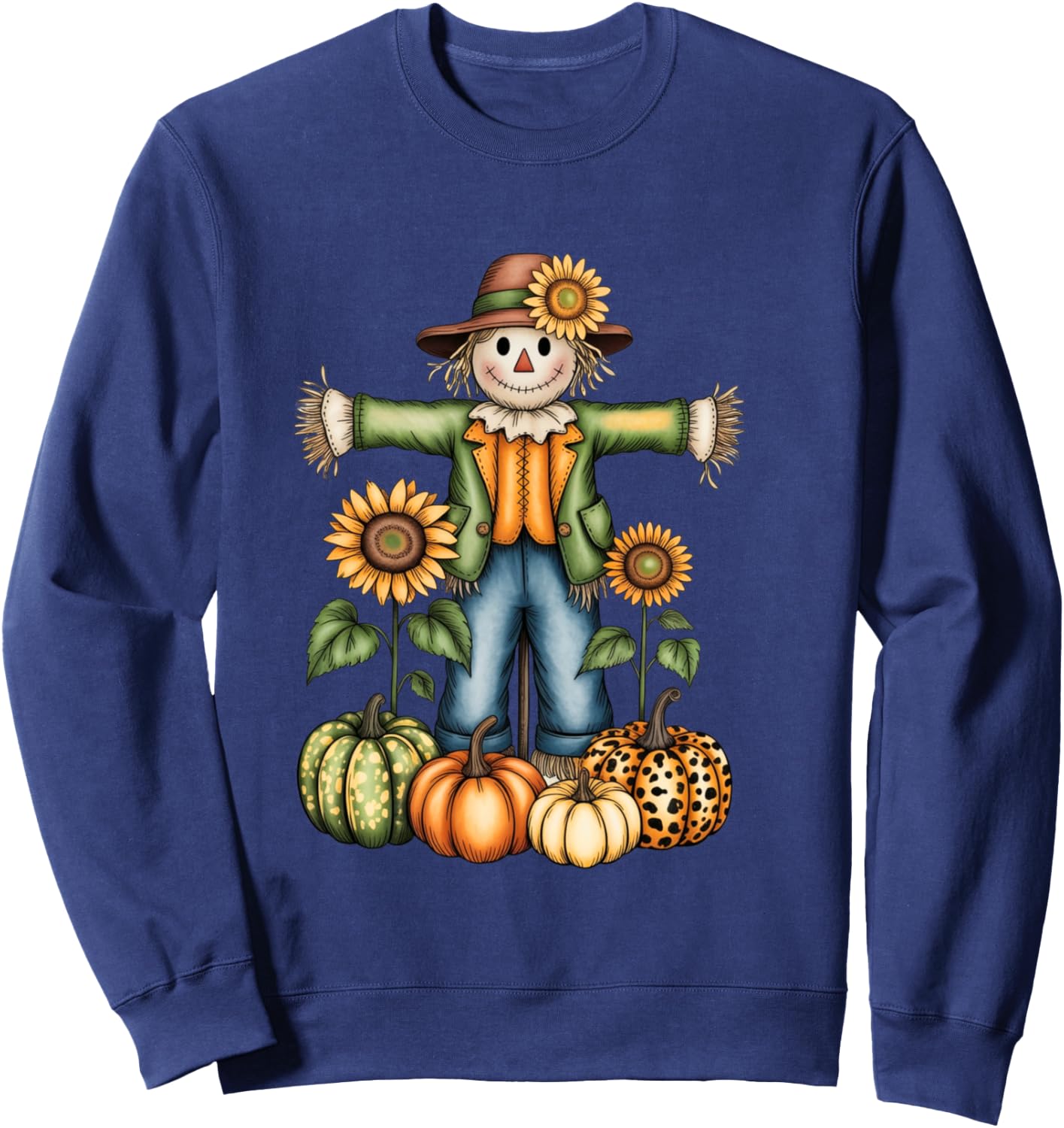 Funny Scarecrow Fall Season Autumn Gift Women Kids Sweatshirt - Sweatshirt | Navy