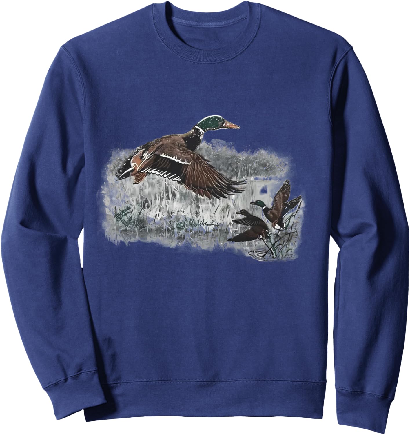 Vintage Mallard Duck Waterfowl Hunting Cozy Season Winter Sweatshirt - Sweatshirt | Navy