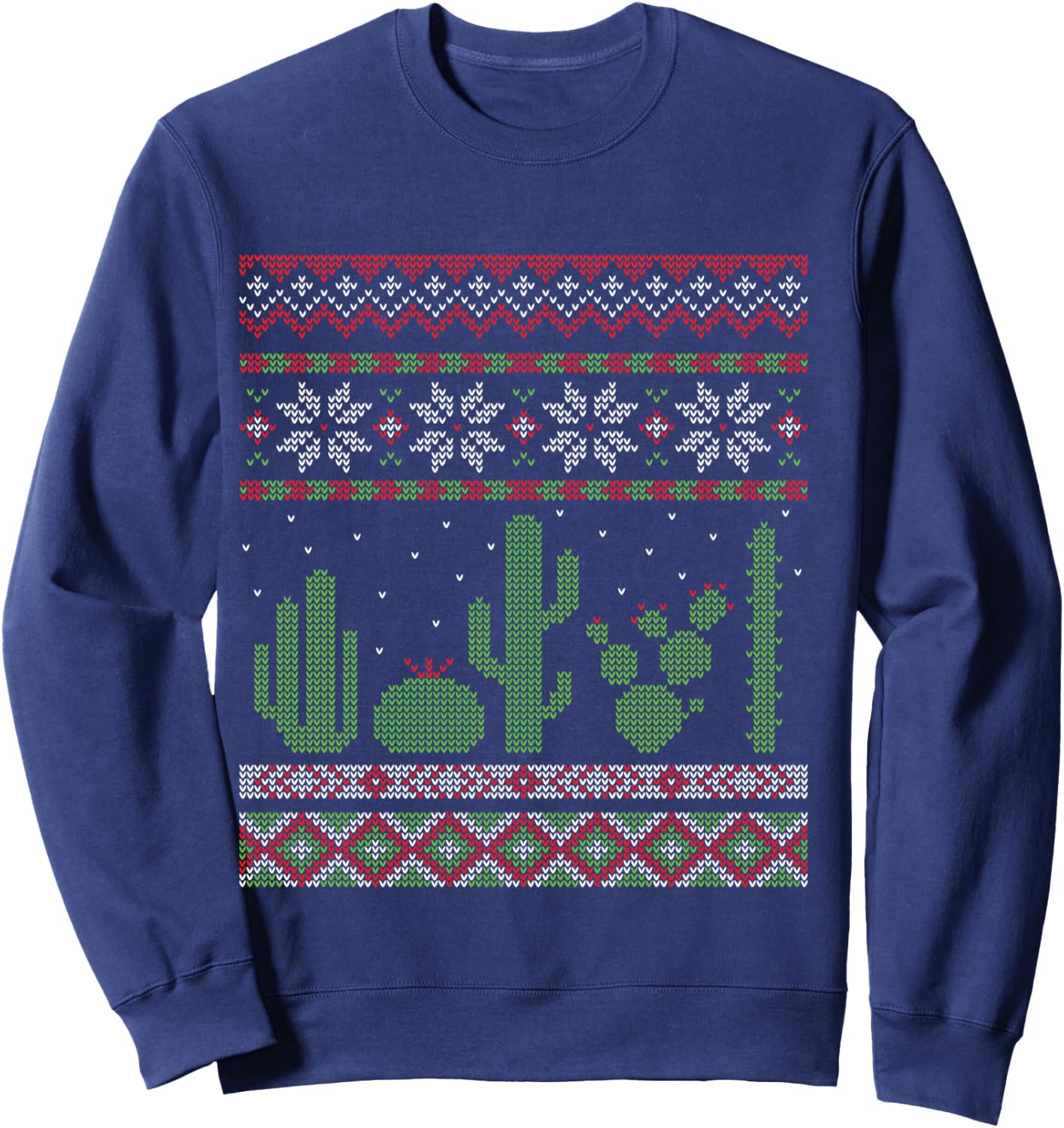 Cactus Ugly Christmas Southwest Cacti Succulent Sweatshirt - Sweatshirt | Navy