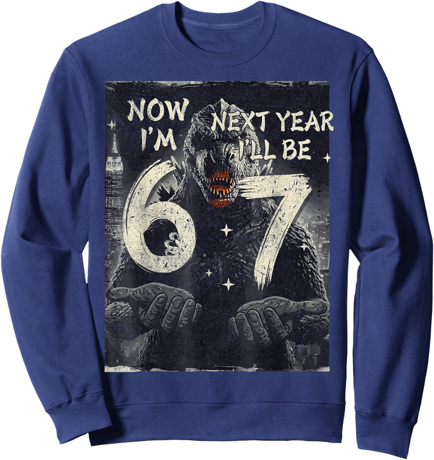 Now I'm 6 Next Year I'll Be 7 Japanese Monster 6th Birthday Sweatshirt - Sweatshirt | Navy