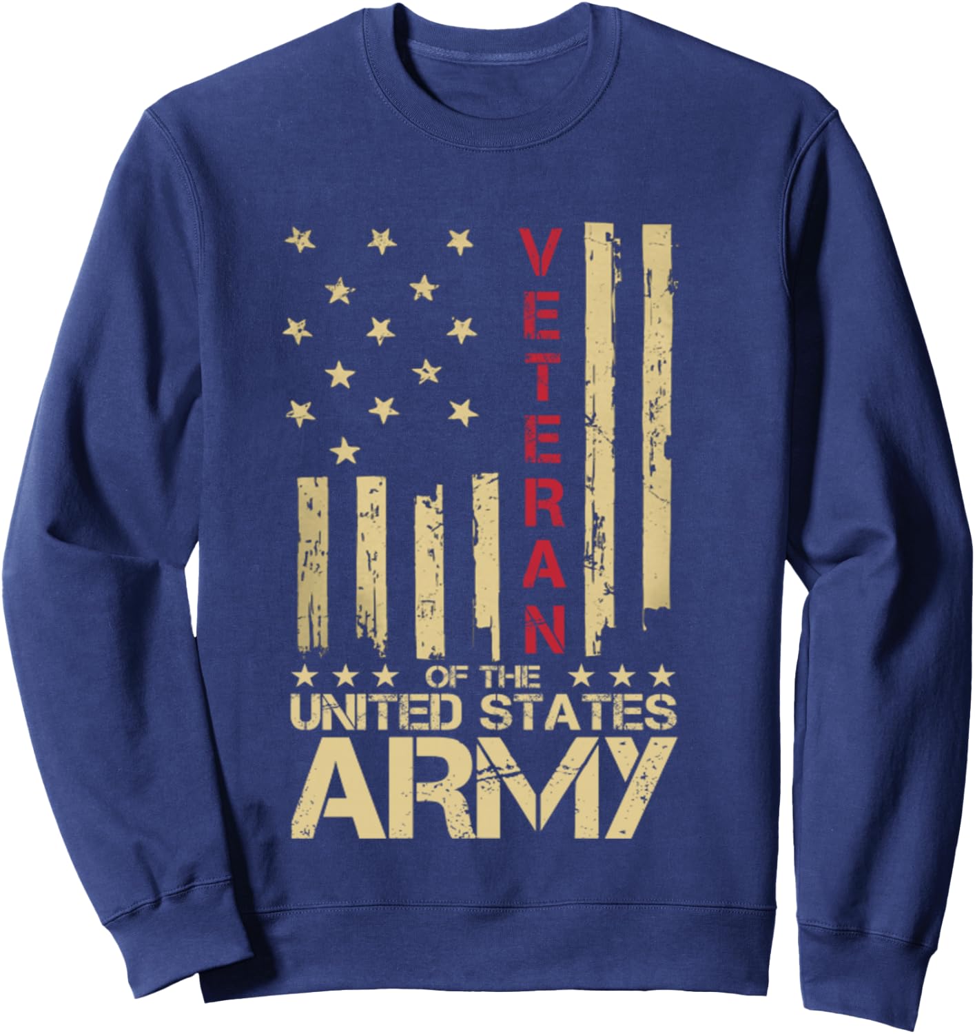 Patriotic U.S Army Veteran Red Line American Flag Vintage Sweatshirt - Sweatshirt | Navy
