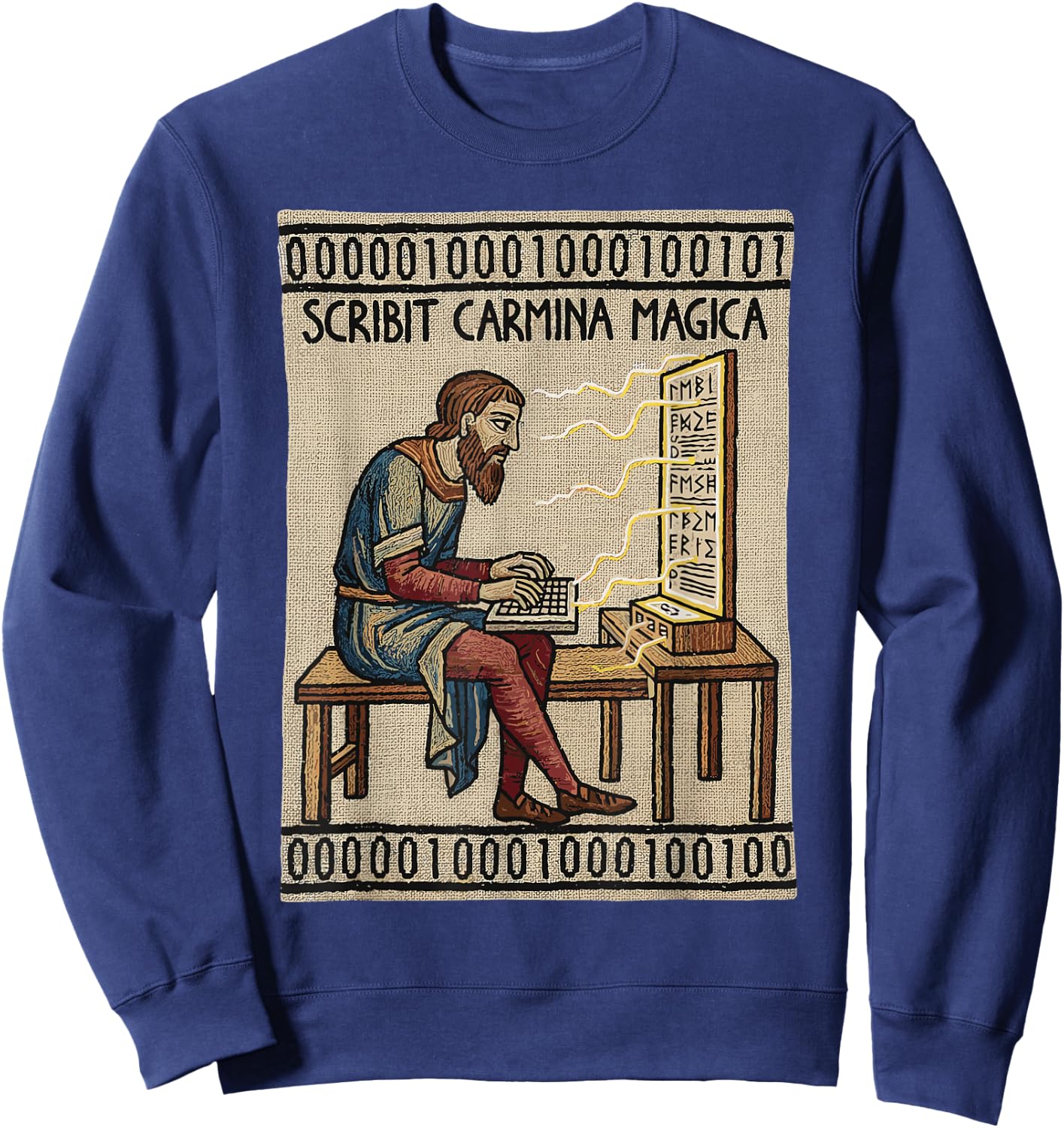Programmer Enthralled Coding Ancient Medieval Tapestry Sweatshirt - Sweatshirt | Navy