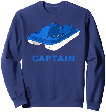 Blue and White Pedal Boat Captain Graphic Sweatshirt - Sweatshirt | Navy