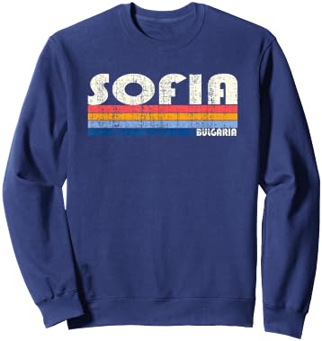 Retro Vintage 70s 80s Style Sofia, Bulgaria Sweatshirt - Sweatshirt | Navy