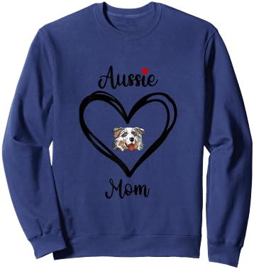 Aussie Mom With Heart Australian Shepherd Mom Blue Merle Sweatshirt - Sweatshirt | Navy