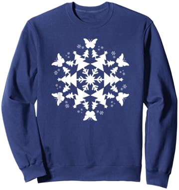 Snowflake Christmas Butterfly Sweatshirt - Sweatshirt | Navy