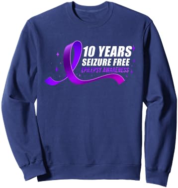 Epilepsy Awareness Ribbon 10 Years Seizure Free Sweatshirt - Sweatshirt | Navy