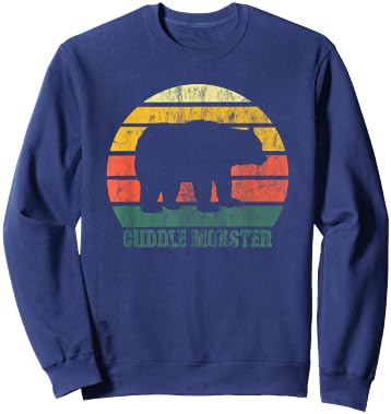 Retro Cuddle Monster Bear Fun Novelty Sweatshirt - Sweatshirt | Navy
