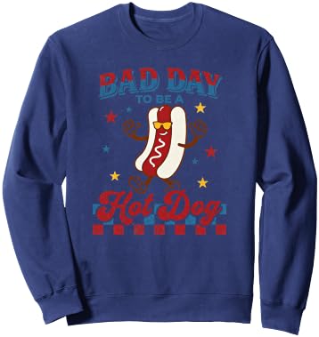 Funny Bad Day to Be a Hotdog 4th of July Independence Day Sweatshirt - Sweatshirt | Navy