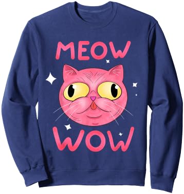 Cat Meow Wow Women Girls Kids Sweatshirt - Sweatshirt | Navy