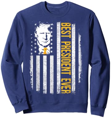 Trump American Flag Donald Trump Best President Ever Sweatshirt - Sweatshirt | Navy