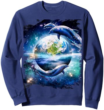 Galaxy Dolphin Dolphins In Space Earth Sweatshirt - Sweatshirt | Navy