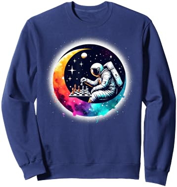 Astronaut Playing Chess in Space Boys Girls Kids Sweatshirt - Sweatshirt | Navy