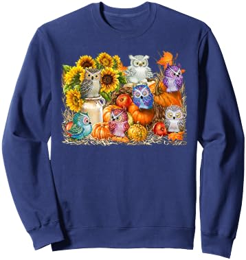 Autumn Owl Sunflower Pumpkin Halloween Costume Sweatshirt - Sweatshirt | Navy