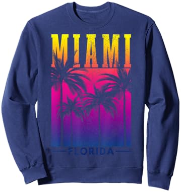 Miami Beach Retro Florida USA America Souvenir Gift Sweatshirt - Sweatshirt | Navy