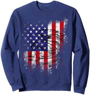 US Flag & Eagle 4th of July Shirt Patriotic Flag Distressed Sweatshirt - Sweatshirt | Navy