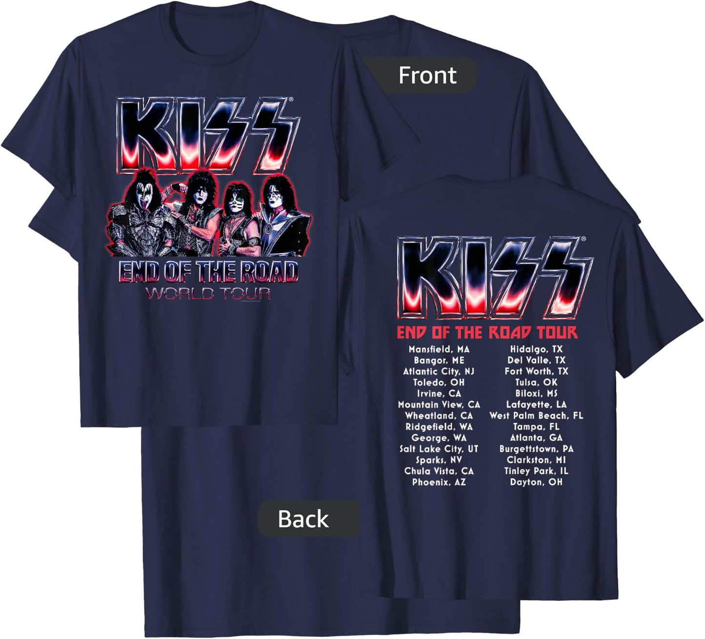 KISS - End Of The Road Tour Chrome T-Shirt - T-Shirt | Navy