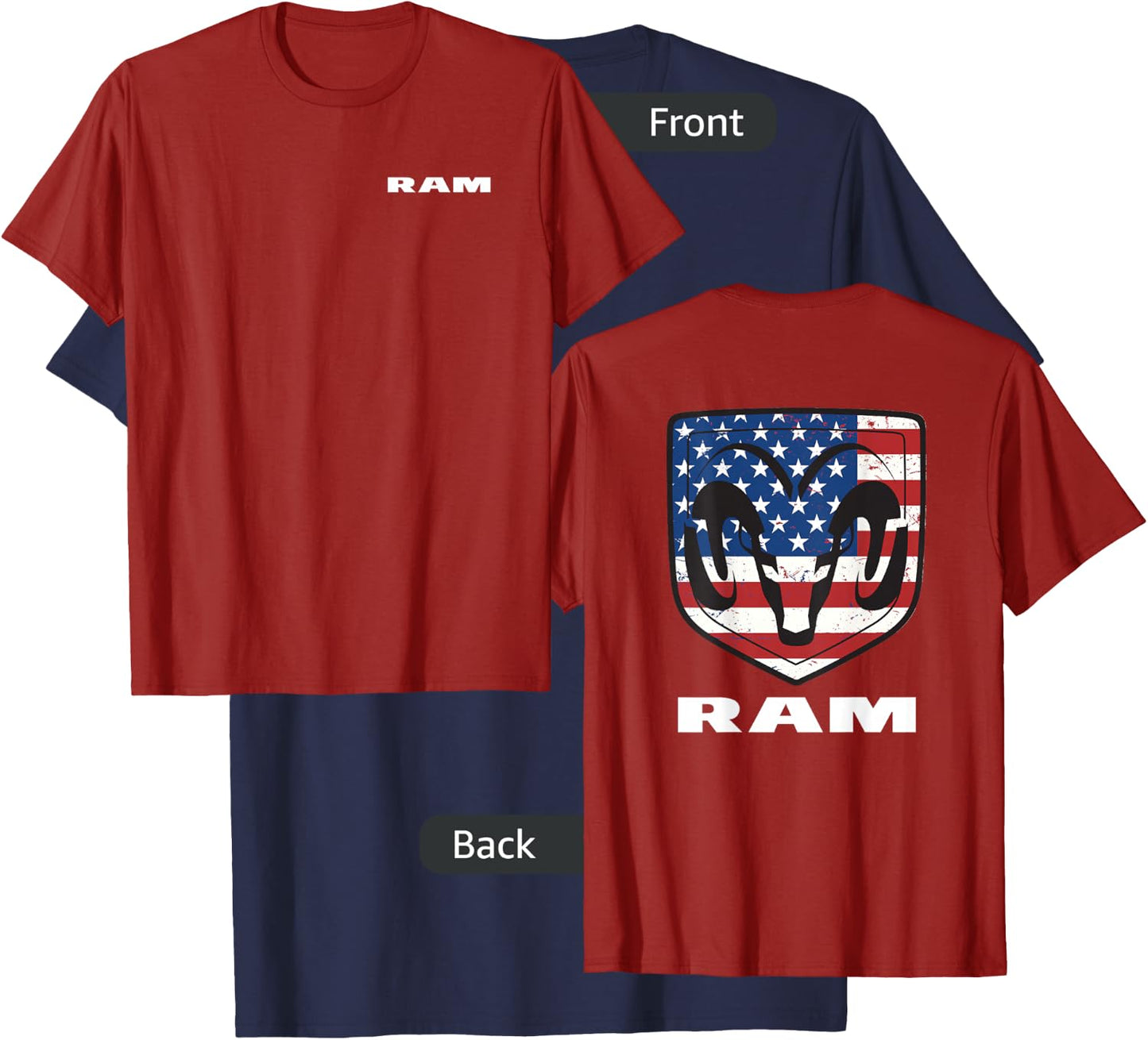 RAM Trucks Shield Flag Front/Back T-Shirt - T-Shirt | Navy