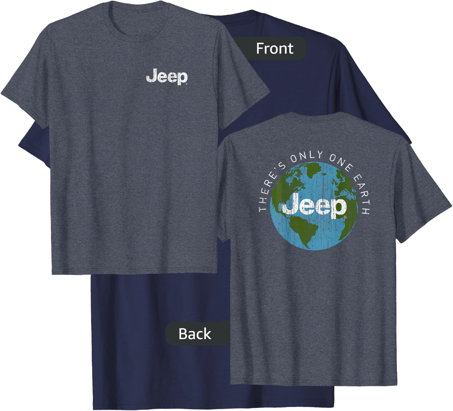 Jeep - There's Only One Earth (Front/Back Print) Small T-Shirt - T-Shirt | Navy