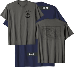Catalina Island Nautical Marine Chart T-Shirt - T-Shirt | Navy