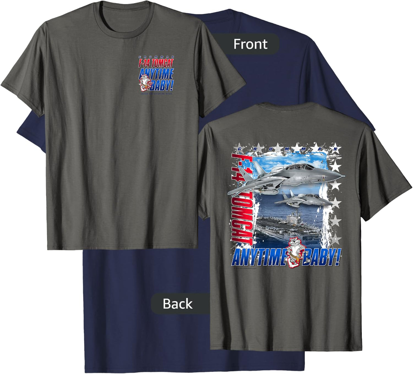 F-14 Tomcat Anytime Baby Jet 2 Sided T-Shirt - T-Shirt | Navy
