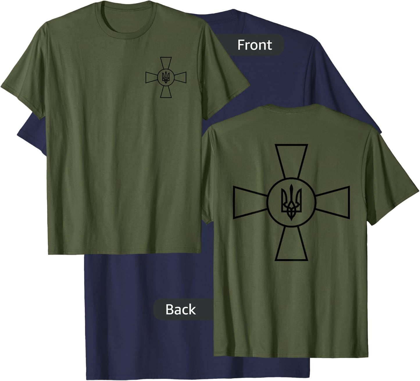 Zelensky Military Ukraine Trident Crest Army Logo Shield F&B T-Shirt - T-Shirt | Navy