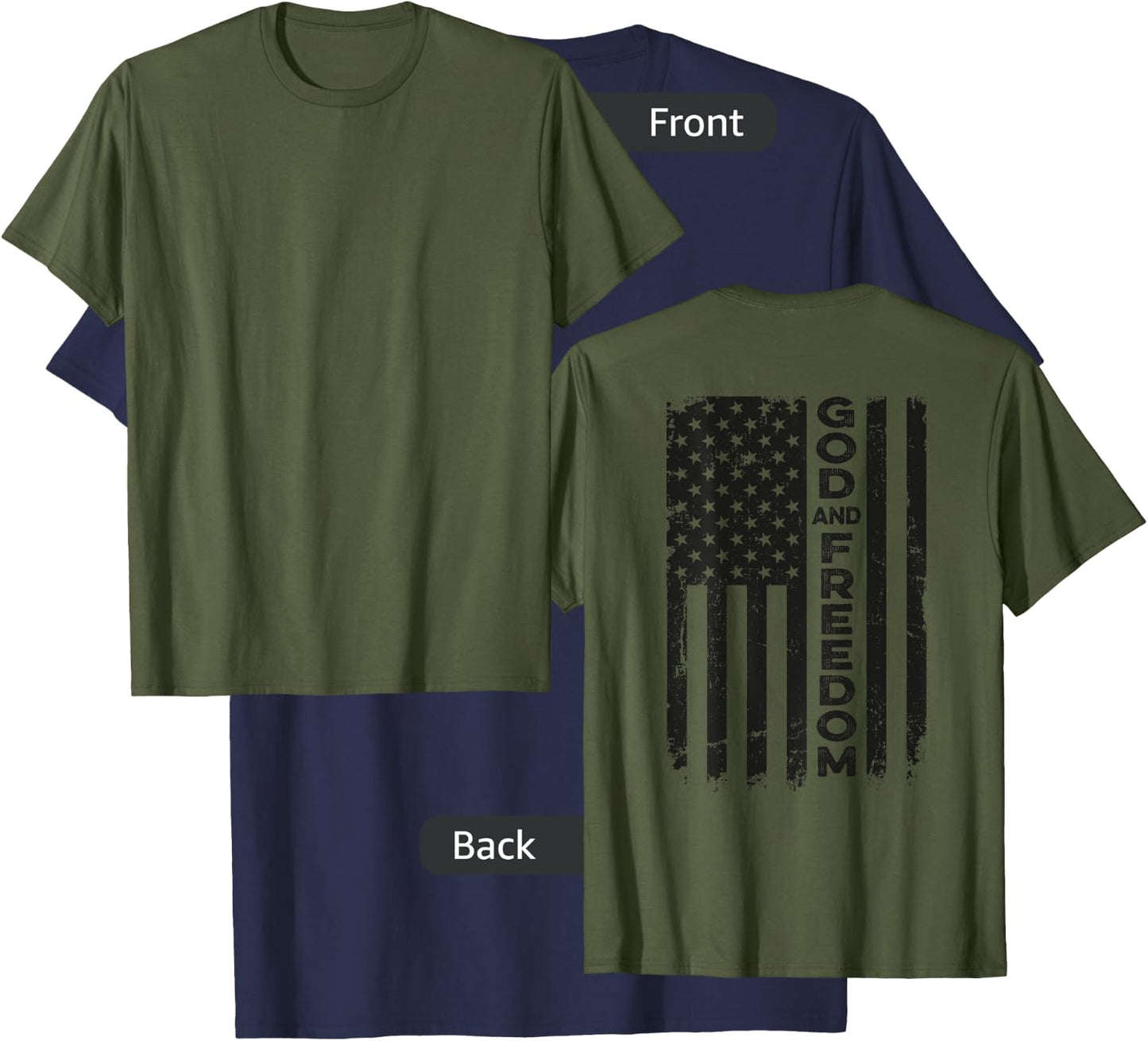 God And Country - USA Patriotic Christian Camo Flag -ON BACK T-Shirt - T-Shirt | Navy